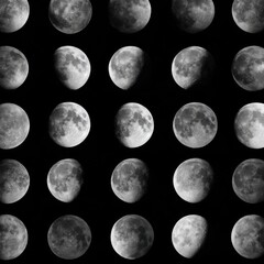 Obraz premium Artistic representation of various lunar phases in a seamless pattern.