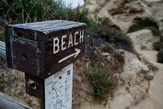 Weathered Beach Direction Sign