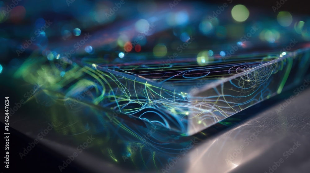 Poster a detailed illustration of overlapping laser lines on an aviation foil capturing the complexity of t
