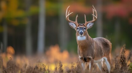 Obraz premium Majestic buck in autumnal forest.