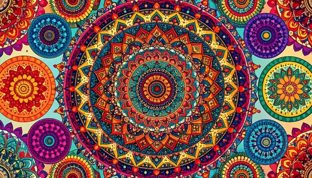 Vibrant, colorful mandala patterns