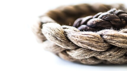 Close-up of wicker basket upside down, shot with 50mm lens, focus on intricate weaving texture and natural fibers, clean white background with gentle lighting