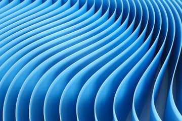 Abstract blue wave pattern with curved lines creating a flowing 3D texture, ideal for technology, modern design, digital backgrounds, creative art. 3d image.