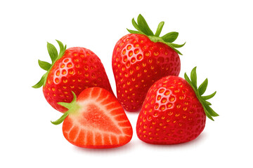 Ripe strawberries with a transparent background: showing freshness and flavor