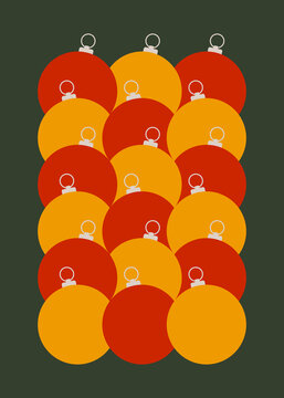 Poster design with set of Christmas tree balls
