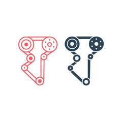 Timing belt vector illustration icons set