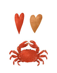 Adorable and Cute Crab adorned with Hearts Ideal for Love and Marine Themed Concepts