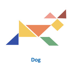 Dog Tangram Puzzle - Creative Geometric Animal Vector
