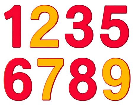 Red and yellow numbers