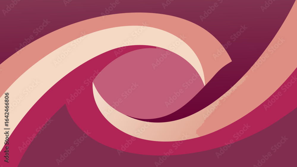 Poster abstract swirls of pink and burgundy forming a circular shape curve circle
