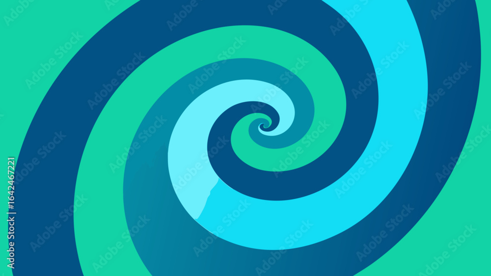 Poster Blue And Green Spiral Effect With Concentric Circles And Gradual Color Change abstract vortex