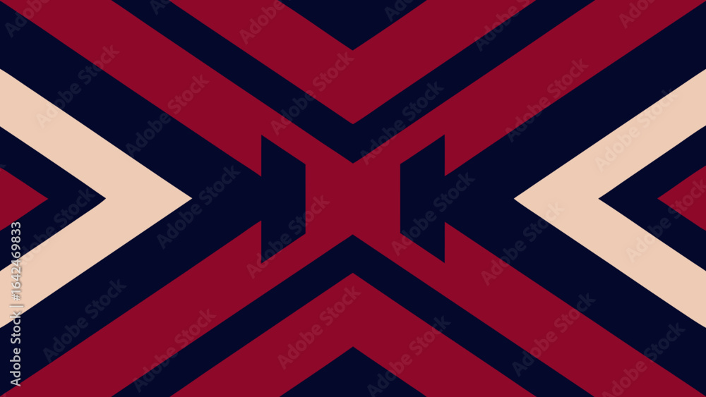 Poster geometric pattern with burgundy navy and cream diagonal stripes forming an x shape abstract backgrou
