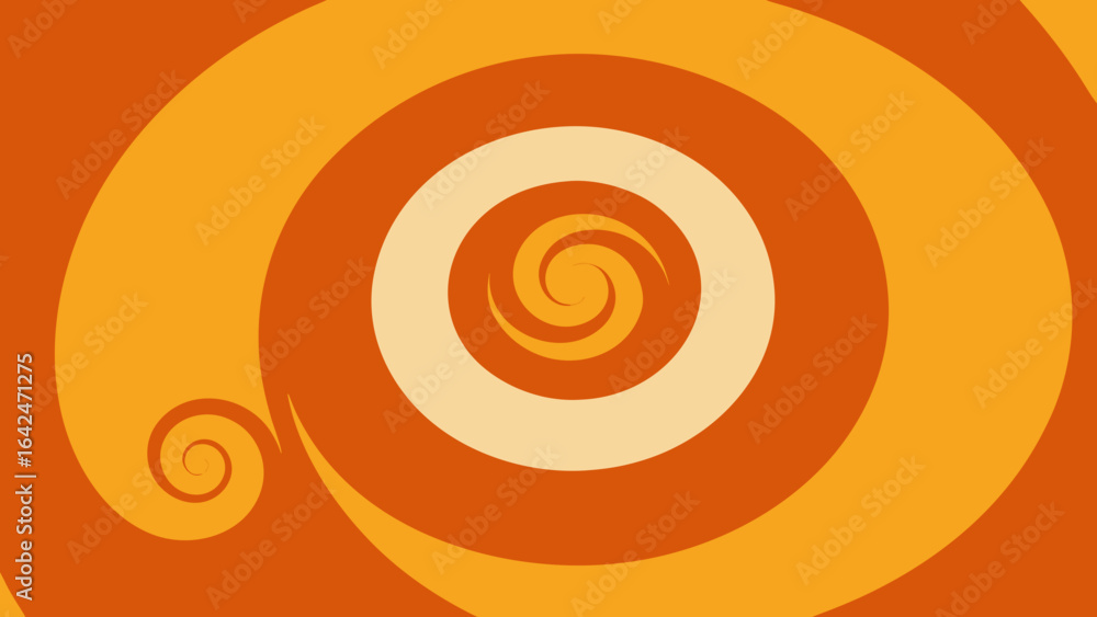Aufkleber psychedelic orange and yellow spiral pattern with concentric circles and swirling effect abstract ba