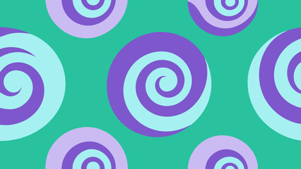 Repeating Pattern of Purple and Light Blue Swirls on Teal Background vector illustration