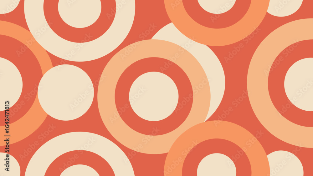 Aufkleber retro pattern of concentric circles in warm tones abstract
