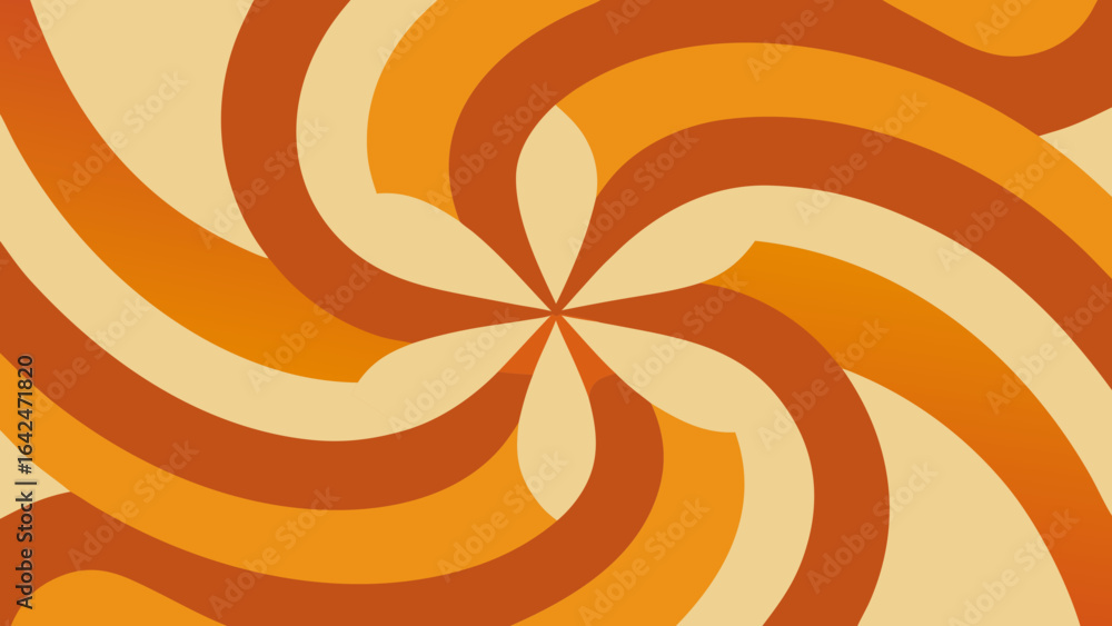 Poster retro swirl pattern in orange and cream colors abstract background