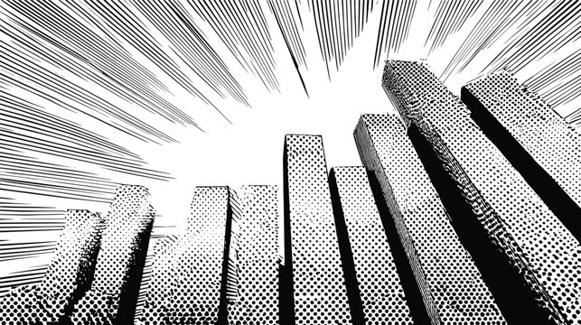 bar chart growing upward growth financial in hand drawn comic style black and white illustration