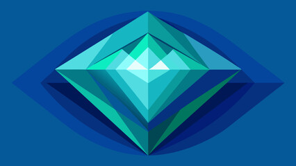 Teal and Blue Geometric Diamond Shape within a Dark Blue Oval Frame vector illustration