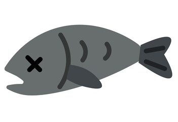 An illustration of a weakened fish affected by marine pollution and water contamination. Suitable for environmental awareness campaigns, educational projects, sustainability materials, and ocean conse