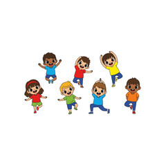 Fototapeta premium Playful Illustration Children in Joyful Poses a20.eps