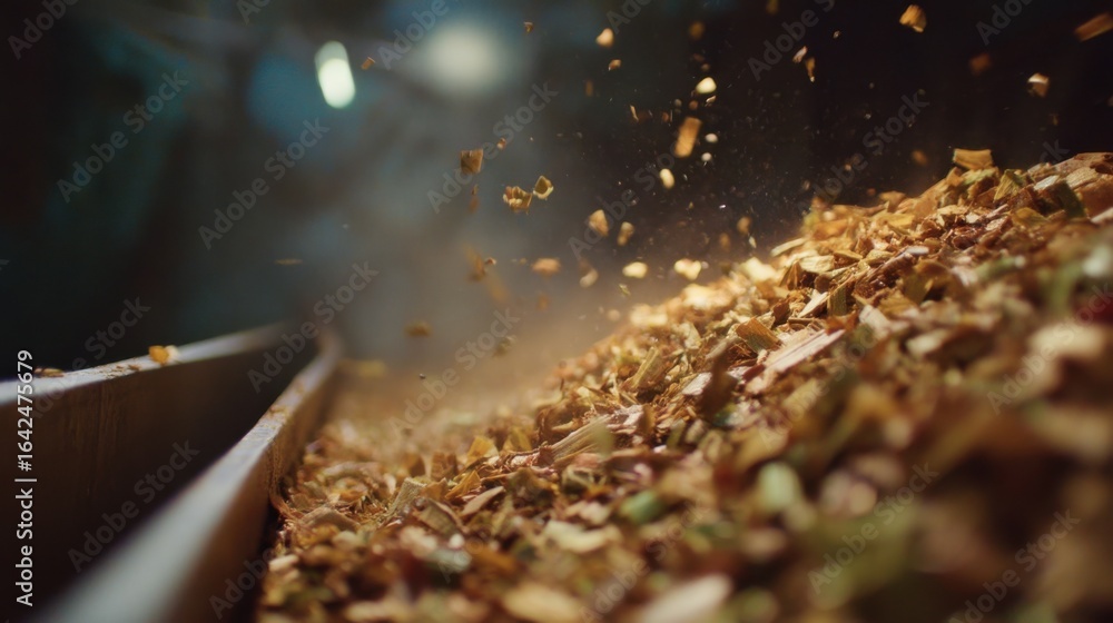 Poster an image capturing the raw materials being fed into the reactor skid emphasizing the use of agricult
