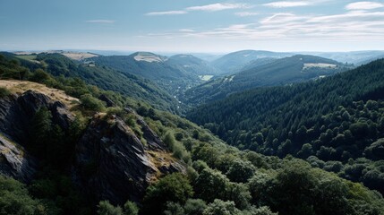 Fototapeta premium Scenic valley view from a high vantage point.