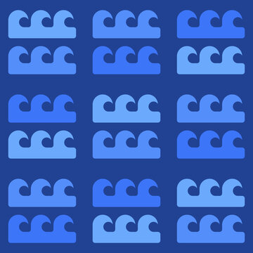 Seamless pattern with geometric sea waves