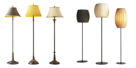 A row of lamps with different shades and colors
