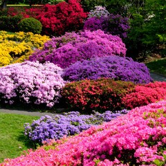 Obraz premium Vibrant colorful azalea bushes