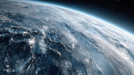 Fototapeta premium High-altitude view of a distant planet's surface.