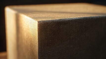 Close up of a textured cube with sunlight hitting the edge creating a warm and inviting atmosphere