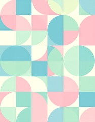 Geometric pattern of pastel circles and squares