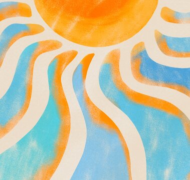  colored  stripes radiating from the sun 