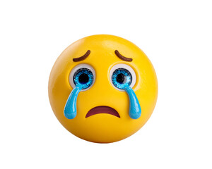 Fototapeta premium 3D Render Of A Sad Crying Yellow Emoji With Tears On A Transparent Background, PNG