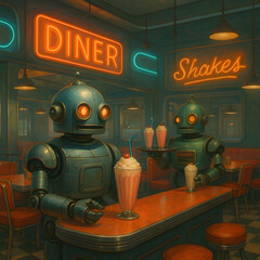 Retro Diner with Robots