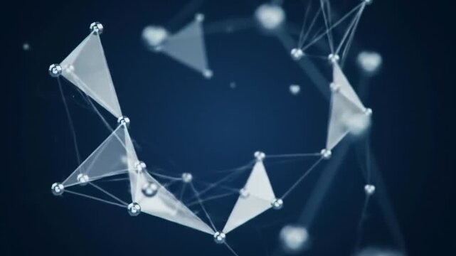 A clean and mesmerizing high-tech abstract background video. The animation features a shimmering plexus network of silver lines and nodes, constantly connecting and disconnecting in a dynamic  - Powered by Adobe