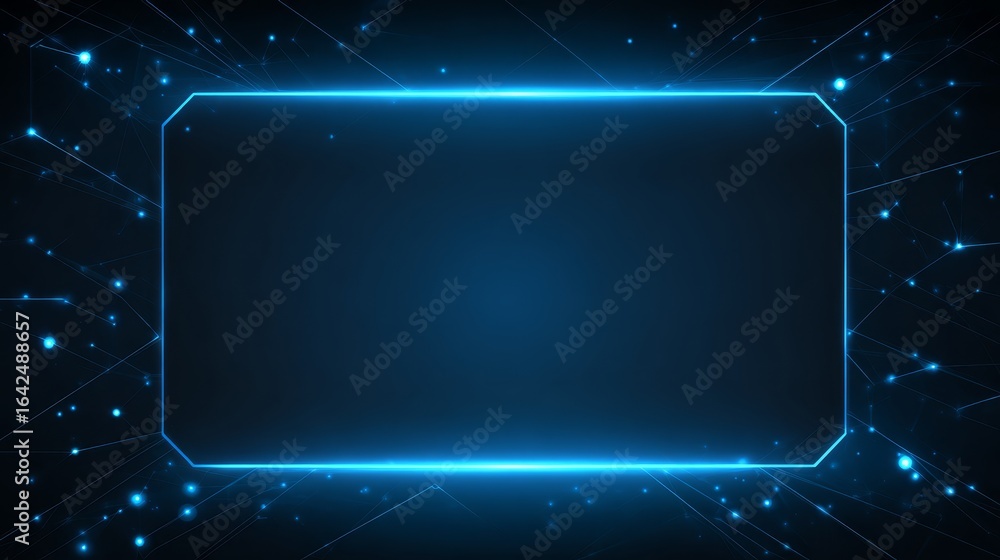 Aufkleber futuristic abstract technology background featuring glowing blue lines and digital dots on a dark su