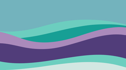 Abstract Wavy Layers In Teal Purple and Blue Color Palette Background waves