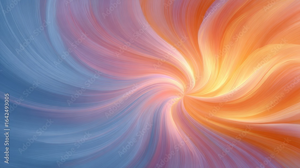 Poster vibrant abstract digital art featuring a mesmerizing swirl of rainbow colors on a modern computer di