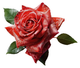 Red rose with dewdrops