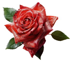 Red rose with dewdrops