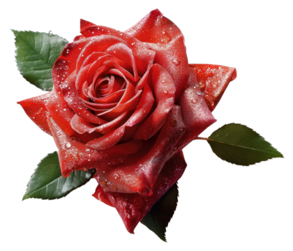 Red rose with dewdrops