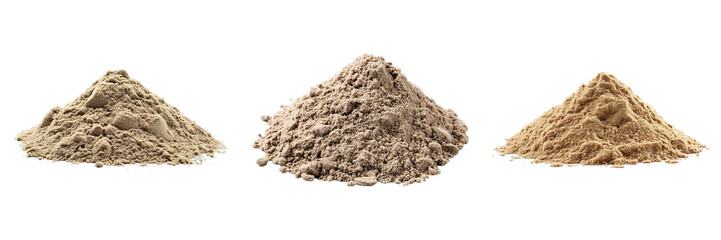 Three different types of sand are piled on top of each other