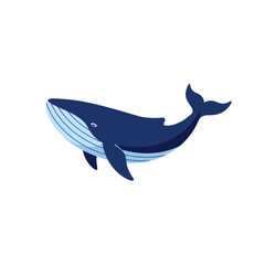 Obraz premium A charming, stylized illustration of a large blue whale swimming on a white background.