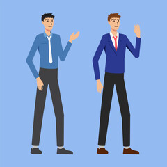 Flat Design Businessman Character Set with Professional Poses and Gestures