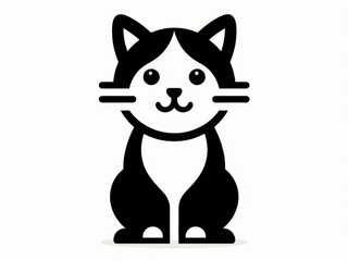 Obraz premium Minimalist cat icon, black and white, silhouette, can be used as a logo or symbol.