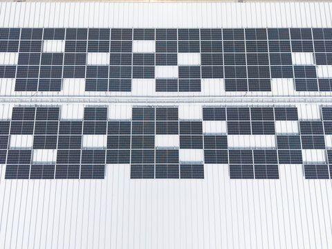 Large Scale Rooftop Solar Panel Installation Aerial
