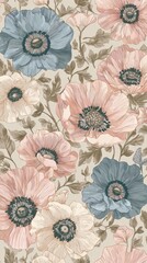 Pastel anemone flowers bloom in a lovely floral arrangement, evoking a soft aesthetic