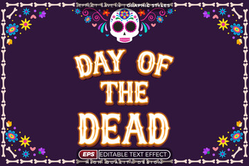 Fototapeta premium Editable 3d text effect day of the dead with decorative element for festival
