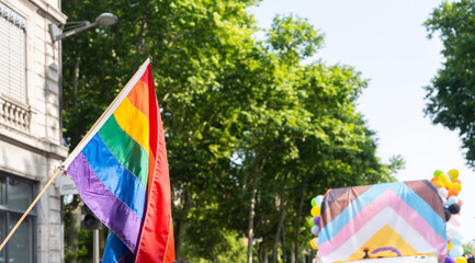 Pride Flags And Parade Float